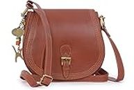 Catwalk Collection Handbags - Bolso Bandolera Para Mujer de Piel - Bolso de Mano - Correa Ajustable - ISABELLA - Tostado