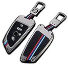 Key Fob Cover Case Keychain Fit for BMW 1 2 5 7 M Series X1 X4 X5 X6 F15 F16 F48 Keyless Entry Remote Case Holder Zinc Alloy Key Protector (Gray)