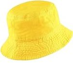 Missby® Kid's Cotton Classic Packable Beach Bucket Sun Hat (4-10 Years) (Yellow)