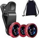 QOCXRRIN 3IN1 Lens 09L Mobile Camera Photo 35 MM Lens; Fisheye Lens; Wide Angle; Macro Lens with Clip Holder for All Smartphones (Multicolor)