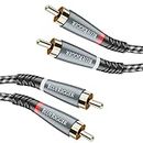 BlueRigger Dual Shielded Subwoofer Audio RCA Cable with Gold Plated connectors (2RCA-TO-2RCA-15FT / 4.5 Meters)