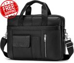 Mens Leather Laptop Bag Briefcases for Men 15.6 Inch Leather Briefcase Business 