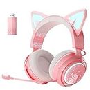 SOMIC Cat Ear Kopfhörer, 2.4GHz Wireless Gaming Headset für PS4/5, PC, Bluetooth,für Smartphone, Einziehbares Mikrofon, RGB Beleuchtung, 7.1 Surround Sound, Nette Katze Ohr für Mädchen