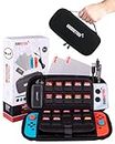 Switch case & switch accessories Starter Kit - 14 pcs for Nintendo Switch Games - Complete Bundle Set for Nintendo Switch Case Gaming Console by EVORETRO