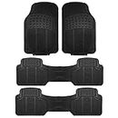 FH Group Car Floor Mats - Heavy-Duty Rubber Floor Mats for Cars, Universal Fit 3 Rows Full Set, Trimmable Automotive Floor Mats, Climaproof Floor Mats, Floor Mats for SUVs, Truck Floor Mats Black