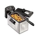 Hamilton Beach Professional Grade Electric Deep Fryer, Frying Basket with Hooks, 1500 Watts, 3 Ltrs with Viewing Window, Stainless Steel