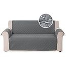 Carvapet Sofa Cover Water Repellent Couch Covers Fabric 3 Seater Sofa Slipcover Loveseat Settee Sofa Couch Furniture Cover Protector for Dogs Cats(Grey)