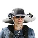 Wide Brim Solar Fan Outdoor Fishing Hat-Solar & USB Charging, Fishing Hat with Fan, Solar Fan Hat Upf50+ (One Size,13#)