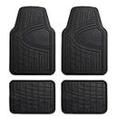 FH Group Automotive Floor Mats - Heavy-Duty Rubber Floor Mats for Cars, Universal Fit Full Set, Climaproof & Trimmable Floor Mats for Most Sedan, SUV, Truck, Black