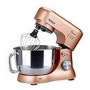 INALSA Stand Mixer Kratos-1000W | 100% Pure Copper Motor| 5L SS Bowl| 8 Speed Control| Tilt Head| Includes Whisking Cone, Mixing Beater & Dough Hook| 2 Years Warranty, (Champagne)