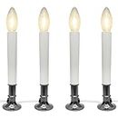 4 Pack Electric Christmas Window Candle with Sensor Dusk to Dawn, Nickel Plated Base Window Candles with C26 Led Clear Torpedo Tip Bulbs, Candle Set for Home & Kitchen for Window Table Christmas Decor