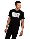 A|X ARMANI EXCHANGE mens Crew Neck Logo Tee T Shirt, Grid Logo Black, Medium US