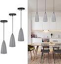 BECRAFT Aluminum Hanging Lights for Dining Table, Pendant Lamps for Kitchen Island, Bedroom Hanging Lamps and Living Room Lights LED E27 Bulb Included (Pack of 3) (GY03)