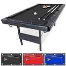 GoSports 6 ft Billiards Table - Portable Pool Table - Includes Full Set of Balls, 2 Cue Sticks, Chalk, and Felt Brush - BLACK