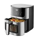 ASZ Compact 5 qt Air Fryer with Window - Portable Digital 5qt Small Airfryer - 8 Presets Bake Toast Broil Reheat Bacon, Non-Stick Basket + 2 Trays, Automatic Shutoff，Kitchen Appliance (4.7L)