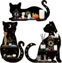 3 piezas estante de exhibición de cristal para gato negro con ganchos colgantes estante flotante luna gato