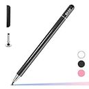Stylus for Tablet, Capacitive Disc Tip Pencil & Magnetic Cap Compatible with All Touch Screens, Pens for Apple iPad pro/5/6/7/8th/iPhone, Samsung Galaxy Tab A7/S7, Chromebook, Touch Pad (Black)