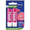 NIVEA Watermelon Shine Lip Balm, (2 X 4.8g) | Subtle Pink Tinted Lip Care, 24H Hydration