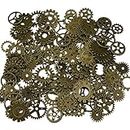 200 Gram Assorted Vintage Metal Steampunk Watch Gears Cogs Charms Pendant for Crafting DIY Necklace Pendant Jewelry Making (Bronze)