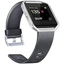 Tobfit Strap Compatible with Fitbit Blaze, Silicone Adjustable Replacement Sport Wrist Strap Compatible with Fitbit Blaze Small Large Women Men (Black, Large)