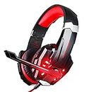 BlueFire 3.5mm Gaming Headset for PS4 PS5 Xbox One Tablet Laptop, Over-Ear Gaming Headphones with Mic and LED Lights for Laptop Mac Nintendo Switch PC(Red)