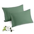 Horbaunal 2 Pack Microfiber Pillowcases King Size Green Bed Pillow Cases with Envelope Closure, 1800 Thread Count Soft & Shrinkage Resistant Pillow Covers, 20 x 40 Inches