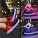 Girls Boys LED Roller Shoes Kids USB Charging Light Up Wheels Sports Sneakers