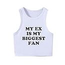My EX is My Biggest Fan, Women Ribbed Basic Crop Tops Clearance Ladies Slim-Fit Tank Top Sleeveless Sport Cropped Top Stretchy Undershirts Crewneck Base Shirt Going Out Tanks Summer Girls Daily Wear
