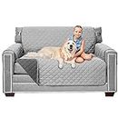 Sofa Shield Patented Loveseat Couch Cover, Reversible Tear and Stain Resistant Sofa Slipcover, Quilted Microfiber 137 cm 2 Seat, Furniture Protector with Strap, Washable Covers, Light Gray Charcoal