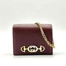 Gucci Bags | Gucci Women's Zumi Burgundy Leather Gold Chain Bi-Fold Mini Wallet W/Box | Color: Brown | Size: Os