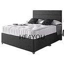 Hf4you Home Furnishings UK Lila Divan Bed Set with 10" Ortho Mattress and 24" Matching Headboard (4ft6 Double, Charcoal)