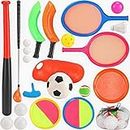 7 in 1 Outdoor Sports Games Combo Multipack Set - Baseball, Golf, Soccer, Badminton, Scoop Ball, Paddle Toss and Catch Ball, Flying Disc - Outdoor Play Toys for Kids
