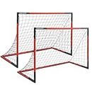 Football Goals Set of 2-KAIHAOWIN Metal Football Goal Frame with All Weather Net for Children/Adult-Quick Assembly Durable Sports Goals for Backyard Indoor/Outdoor Heavy Duty-6'x4'