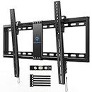 PERLESMITH Tilt TV Wall Mount for 37-82 Inch Flat Curved TVs up to 132lbs, Large Low Profile Tilting TV Mount max VESA 600x400mm, Ultra Slim Space Saving wall mount tv bracket Fits 16”- 24” Wood Studs