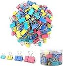 Nicunom 208 Pcs Binder Clips Paper Clamps Assorted 6 Sizes, Assorted Color Paper Binder Clips Metal Fold Back Clips for Office, School and Home Supplies