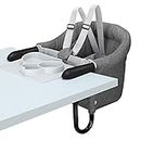 Hook On Chair, Safe and High Load Design, Fold-Flat Storage and Tight Fixing Clip on Table High Chair, Machine-Washable and Avoid Cracking Fabric, Removable Seat Cushion, Fast Table Chair (Grey)