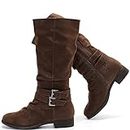 Luoika Women's Extra Wide Calf Slouchy Boots, Wide Width Flat Heel Mid Calf Knee High Boots for Women., Brown 403, 13 X-Wide