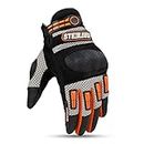 Steelbird Polyester Adventure A-1 Full Finger Riding Gloves With Touch Screen Sensitivity At Thumb & Index Finger, Protective Off-Road Motorbike Racing (M, Orange, Cycling)