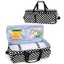 CURMIO Carrying Case Compatible with Cricut Explore Air 2, Cricut Maker, Silhouette Cameo 4 and Cameo 3, Travel Storage Bag with Pockets for Craft Tools and Accessories, Black Dots