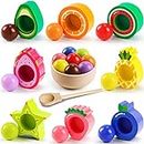 Seagoal Montessori Toys for 1 2 3 Year Olds | Colour Sorting Toys for Toddlers | Baby Toddler Toys 2 Years Boys Girls | Ball in Cup Game Wooden Fruits Toys Sets