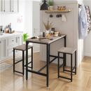 Dining Table Set 3 Piece Compact Kitchen Table Set with 2 Stools for Small Space