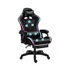 RGB Gaming Chair with Footrest and Massage (7-Point Massage, Black)