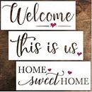 Large Welcome Stencils for Painting on Wood - Home Sweet Home Stencil -This is Us Stencil - Reusable Farmhouse Stencils for Crafts, Wood Signs, Canvas & DIY Projects – Ideal for Welcome Sign Stencil