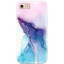 JIAXIUFEN Compatible with iPhone SE 2022 Case,iPhone SE 2020 Case, Gold Glitter Marble Desgin Slim Shockproof Flexible Soft Silicone Cover Phone Case for iPhone 6 6s 7 8 Blue Purple