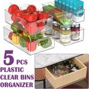 5PCS Refrigerator Organizer Bins Plastic Pantry Organization and Storage Baskets