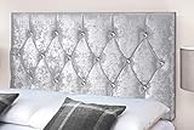 Gallop Sleep Diamond Cut Crush Velvet Headboard for Divan Bed | Bedroom Furniture (king Size 5 FEET, Height 20 INCHES, Grey)