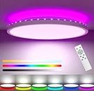 LED Ceiling Light Dimmable, 24W 3200LM Bathroom Lights Ceiling with Remote Control, RGB Color Changing, 3000-6500K, Timer & Memory, Round Flush Ceiling Lamp for Bedroom Living Room Kitchen Hallway