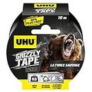 UHU Grizzly tape - Ruban adhésif toilé waterproof pour réparer, consolider, colmater, connecter, ultra fort et durable, noir, 10mx50mm
