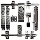 CIRCLE Door Kit Stainless Steel |Door Accessories Kit| Door Fittings Full Accessories| Gate Hardware |Front Al Drop 14mm * 10 inches |Back Latch |Two Handle |One Door Stopper & Tower Bolt (Silver)