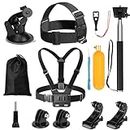Action Camera Accessories Kit, 9 in 1 Outdoor Sports Camera Accessories Head Strap + Chest Strap + Floating Grip, Mount Compatible for Gopro DJI OSMO Action Cam Crosstour AKASO EK7000 Campark